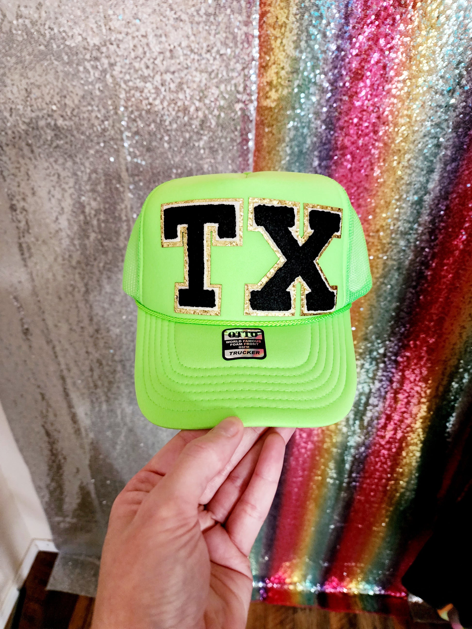 Texas trucker hat. Lime green. 