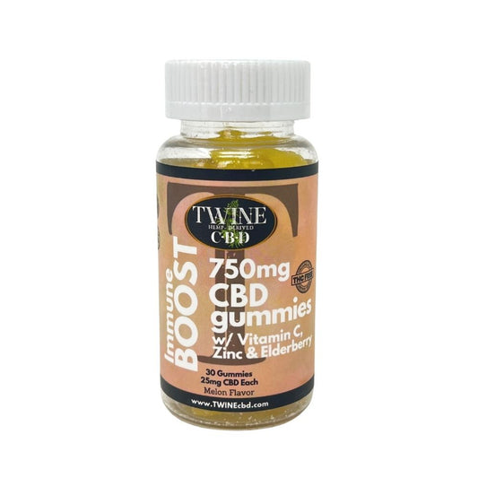 750mg CBD Immune Boost Gummies w/ Vitamin C, Zinc, & Elderberry 99% Pure Organic CBD Isolate THC Free 30pcs-Melon Flavor