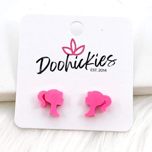 Pink Doll Acrylic Stud Earrings