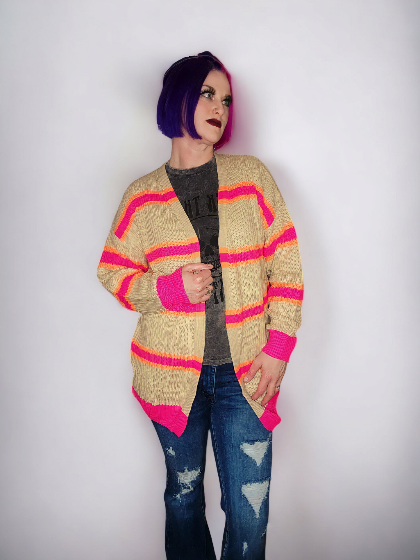 Sasha Striped Sweater Cardigan