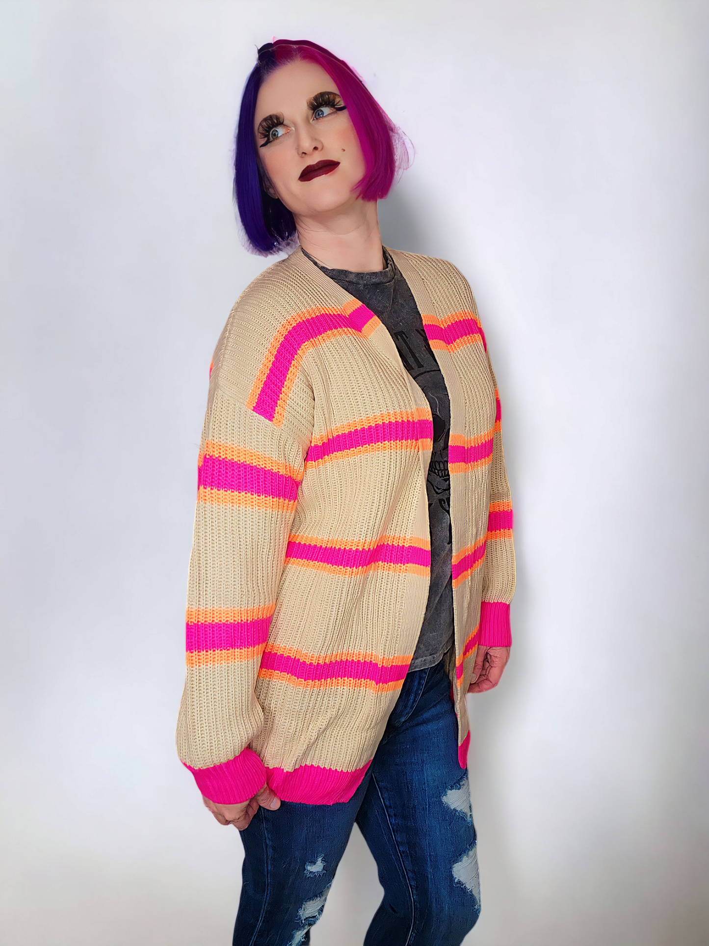 Sasha Striped Sweater Cardigan