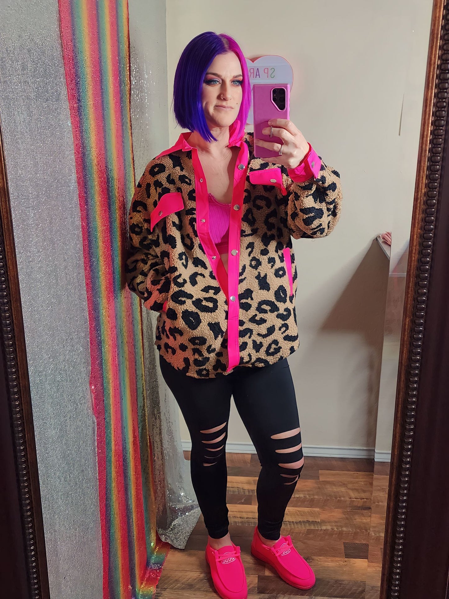 Sasha Pink & Leopard Teddy Oversized Jacket