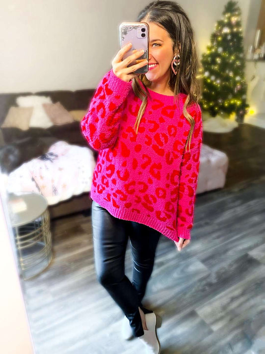 The Penelope Pink Leopard Sweater