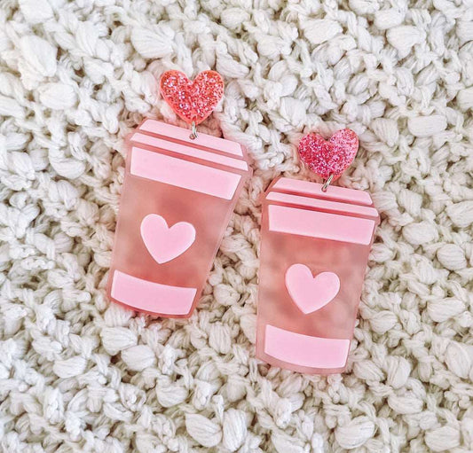 Pink Coffee Cup Earrings