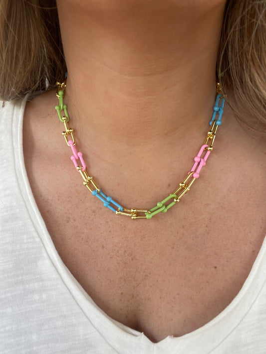 Multicolored Horsebit Necklace