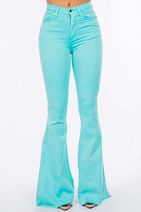 Turquoise Mint Sassy Bell Bottom Jeans