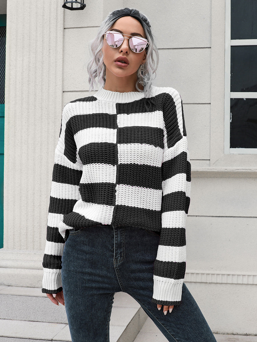 Two-Tone Dropped Shoulder Sweater