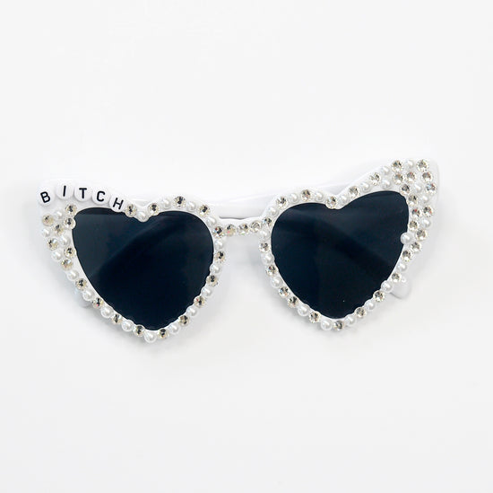 B**** Hand Jeweled Heart Sunglasses