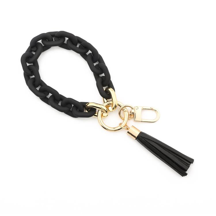 Chain style keychain bracelet in black.